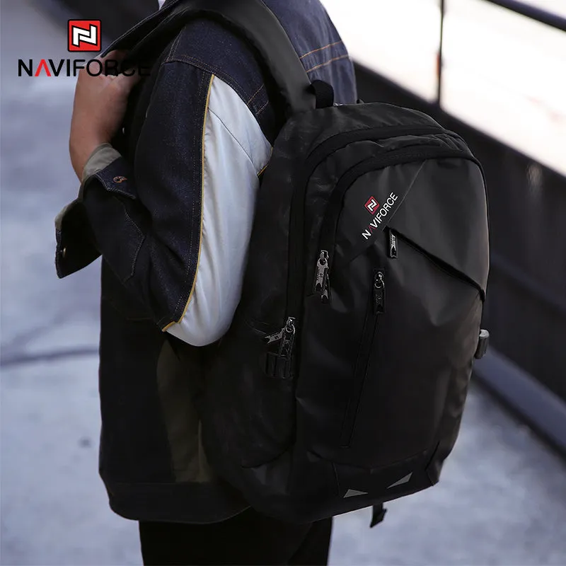 NAVIFORCE Fashion Luxury Business Backpacks High Quality PU Waterproof Travel Bag Laptop Backpack With USB Charging Hole NFB6807