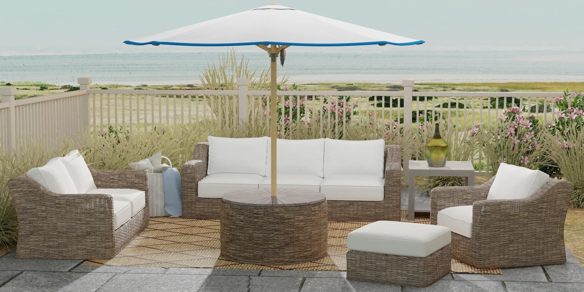 Newport Outdoor Round Coffee/Umbrella Table