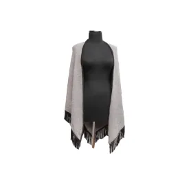 Open Cardigan with Fringe-Grey