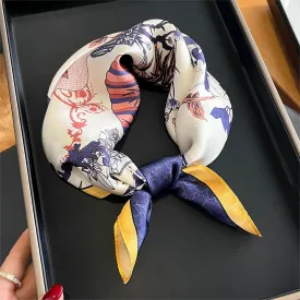 Oriental Aesthetic 100% mulberry Silk Scarf/Silk head scarf/Silk hair scarf/Silk neck scarf/Bag Accessory/Gift for her