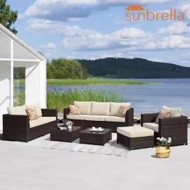 Ovios Patio Conversation Set Bigger Size Sunbrella 9-Piece, King Series, Fully Assembled