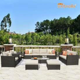 Ovios Patio Furniture Set Bigger Size Sunbrella 12-Piece, King Series, Fully Assembled, Couch is Separate