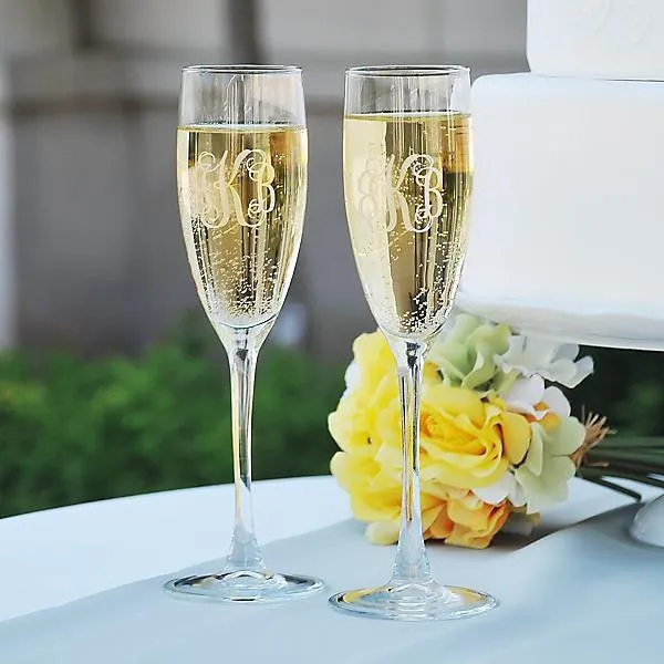 Personalized Glass Champagne Flutes, Set of 4, 8 oz. each