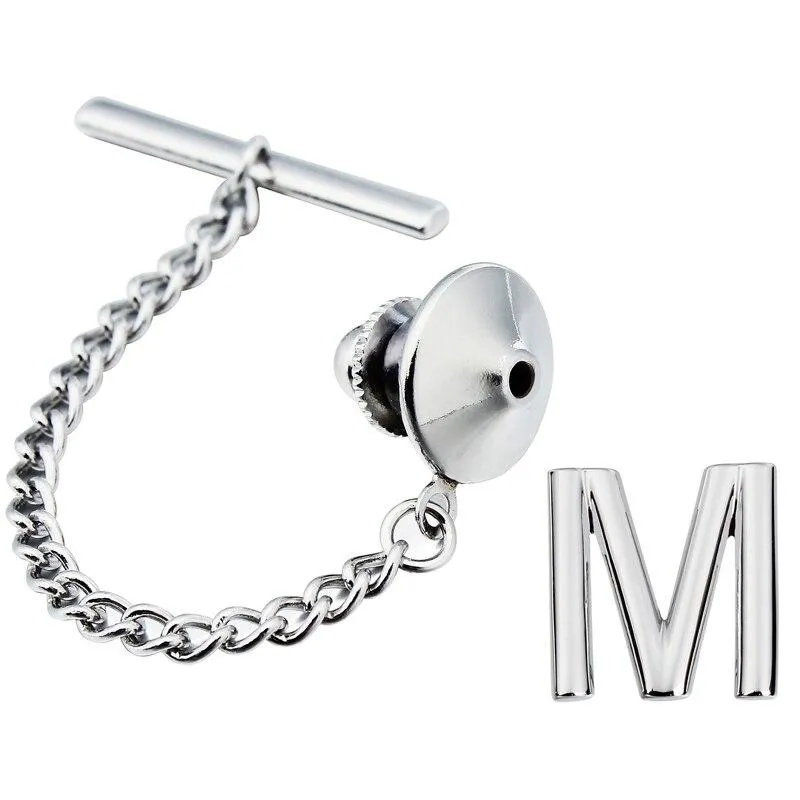Personalized Monogram Silver-Tone Tie Tack