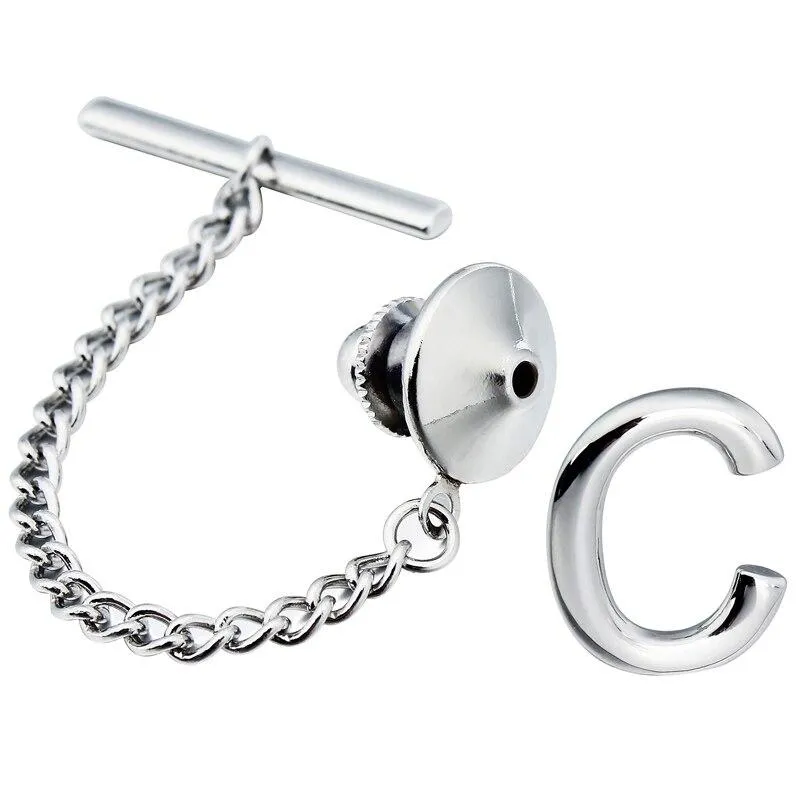 Personalized Monogram Silver-Tone Tie Tack