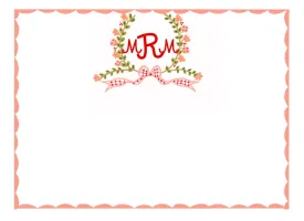 Personalized Notecards with Envelopes - Pink Leaf Monogram