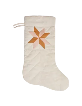 Pink and Rust Linen Patchwork Stocking