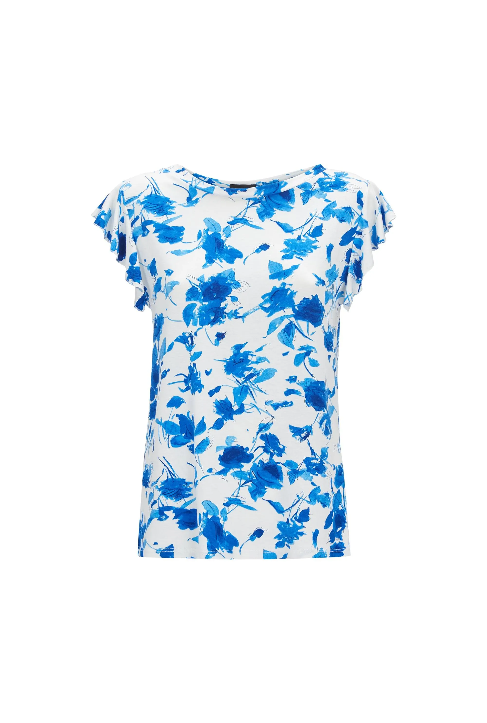 Print Frill Sleeve T-shirt