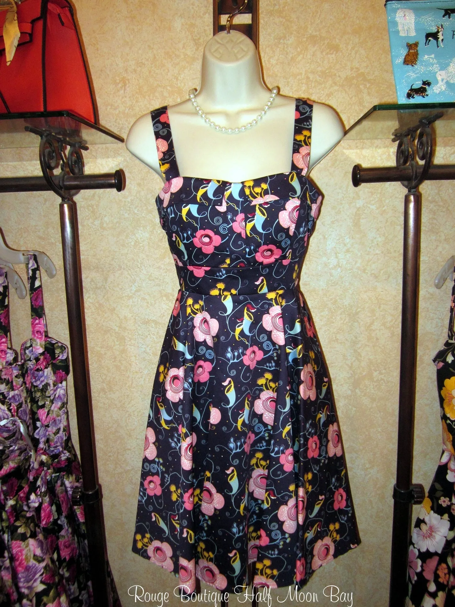 Retro tie-back Floral Hostess dress