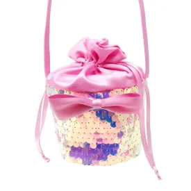 Romantic Ballet Sequin Drawstring Crossbody Bag