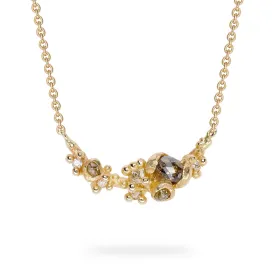 Rose Cut Diamond Cluster Bar Necklace