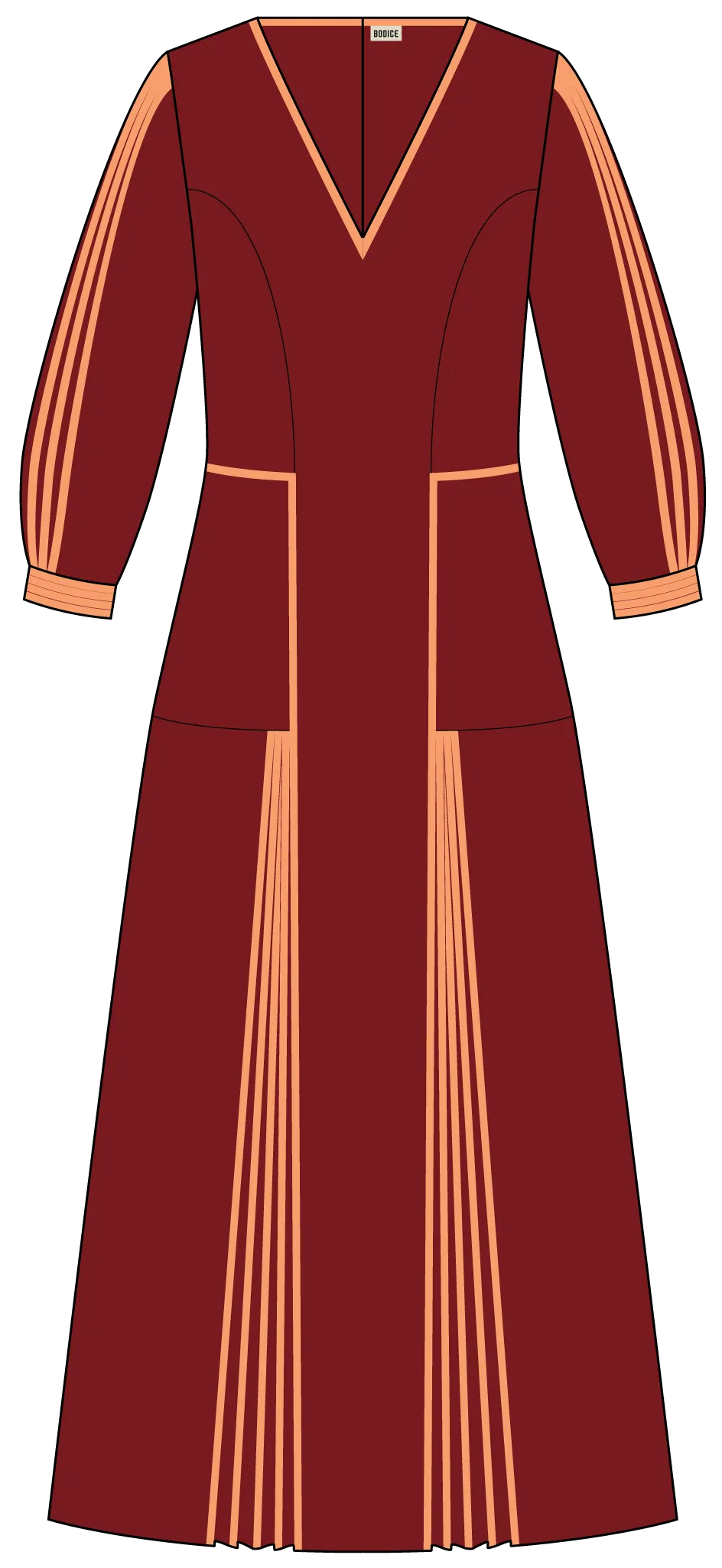 Silk Dress with Partially Opened Pleats