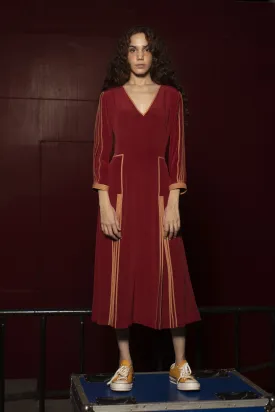 Silk Dress with Partially Opened Pleats
