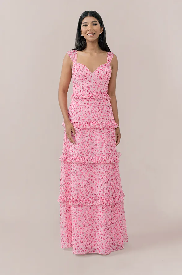 Sloane Chiffon Floral Print Dress | Made To Order
