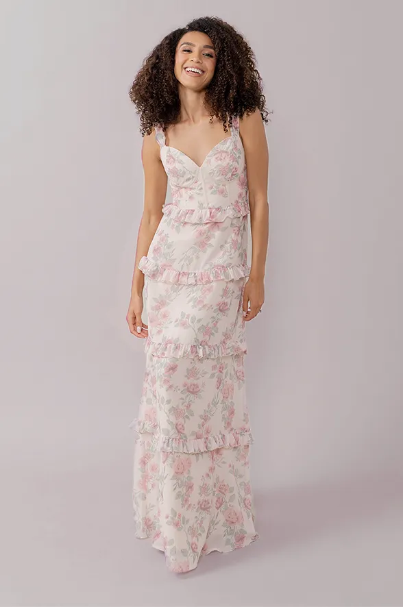 Sloane Chiffon Floral Print Dress | Made To Order