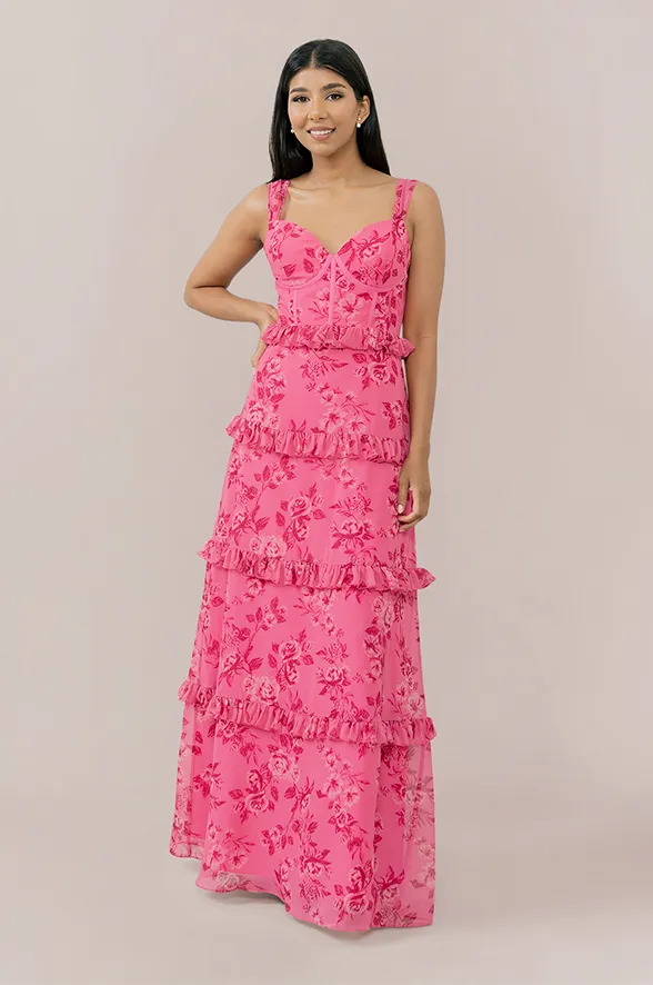 Sloane Chiffon Floral Print Dress | Made To Order
