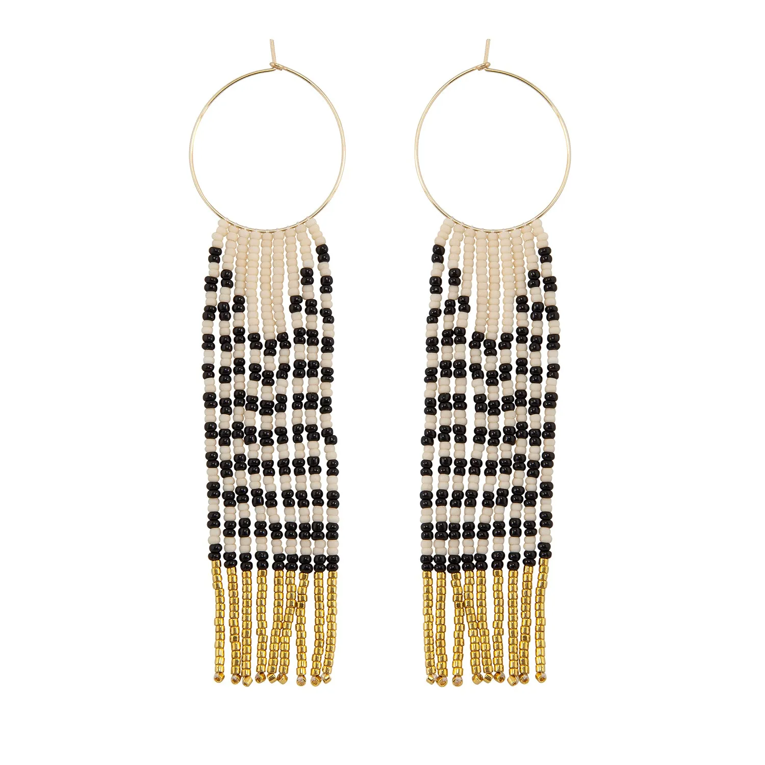Small Pembetatu Zebra  Hoop Earrings - PINK/BLACK/GOLD
