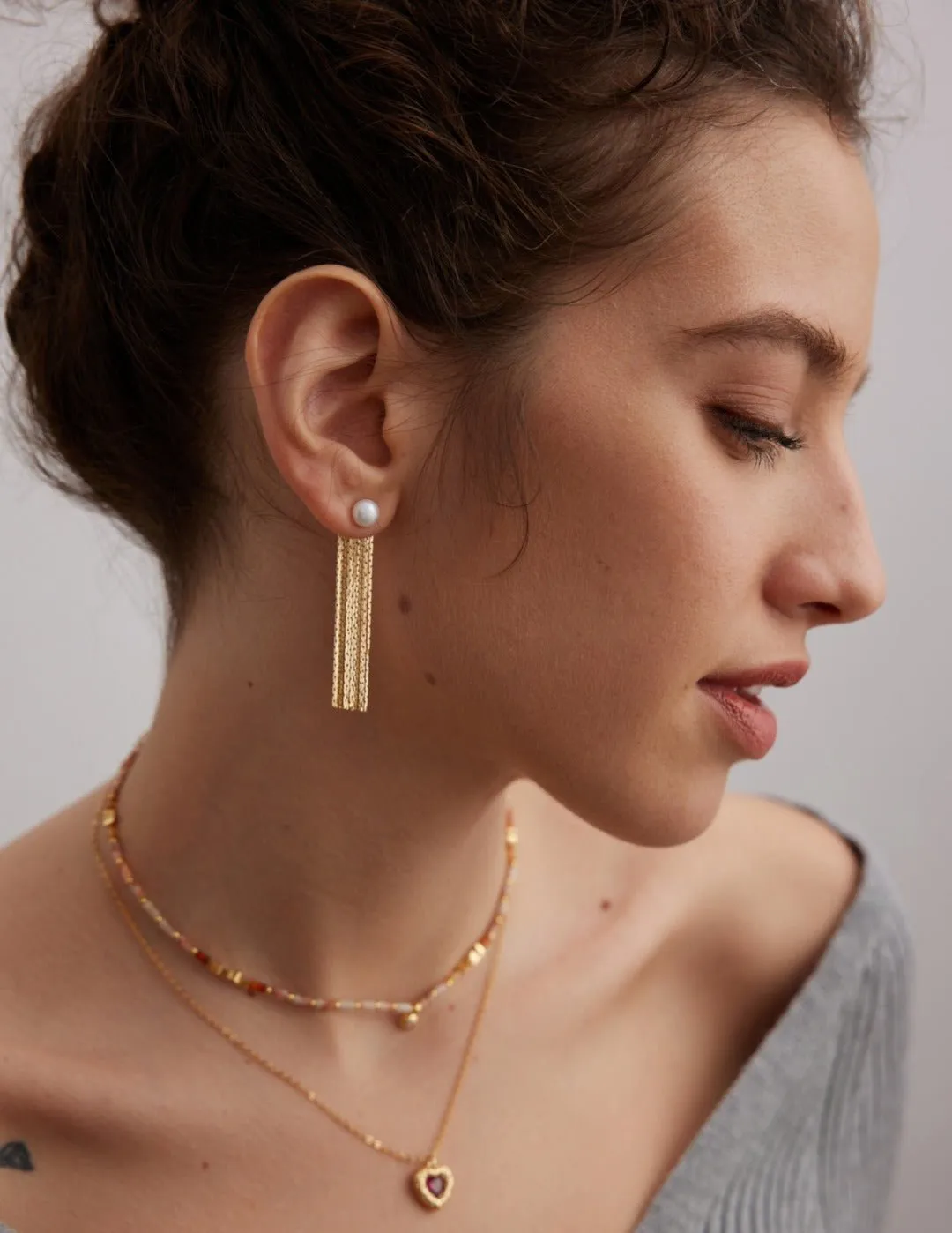 Sterling Silver Temperament Pearl Tassels Earrings