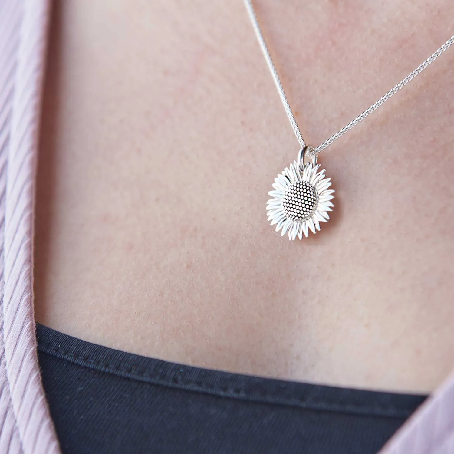 Sunflower Silver Necklace
