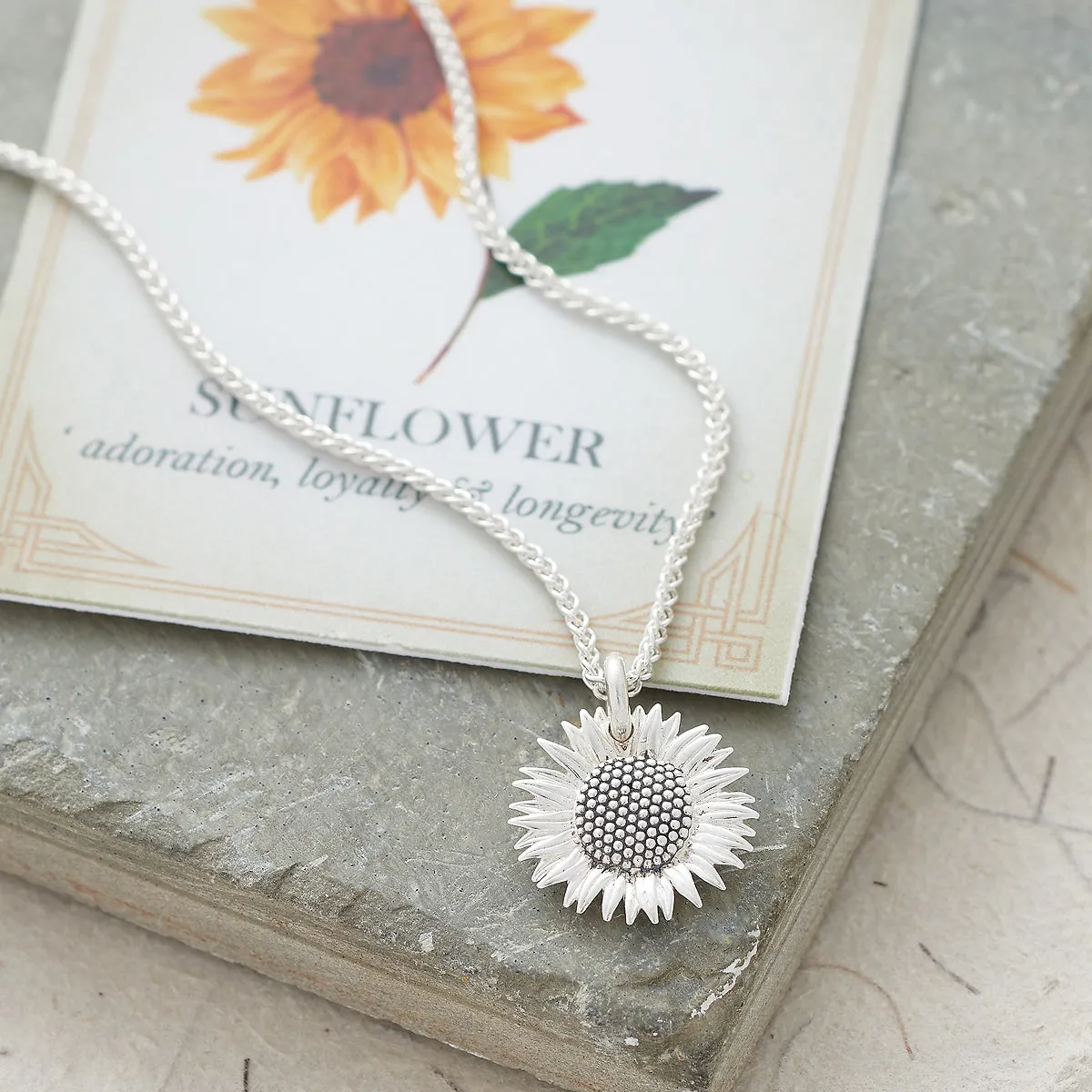 Sunflower Silver Necklace