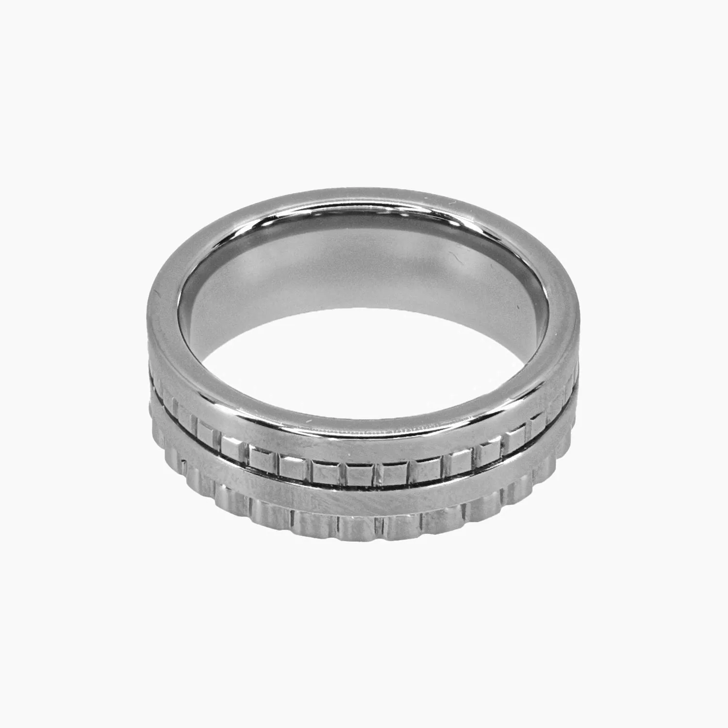Tungsten Ring with Gear Detail
