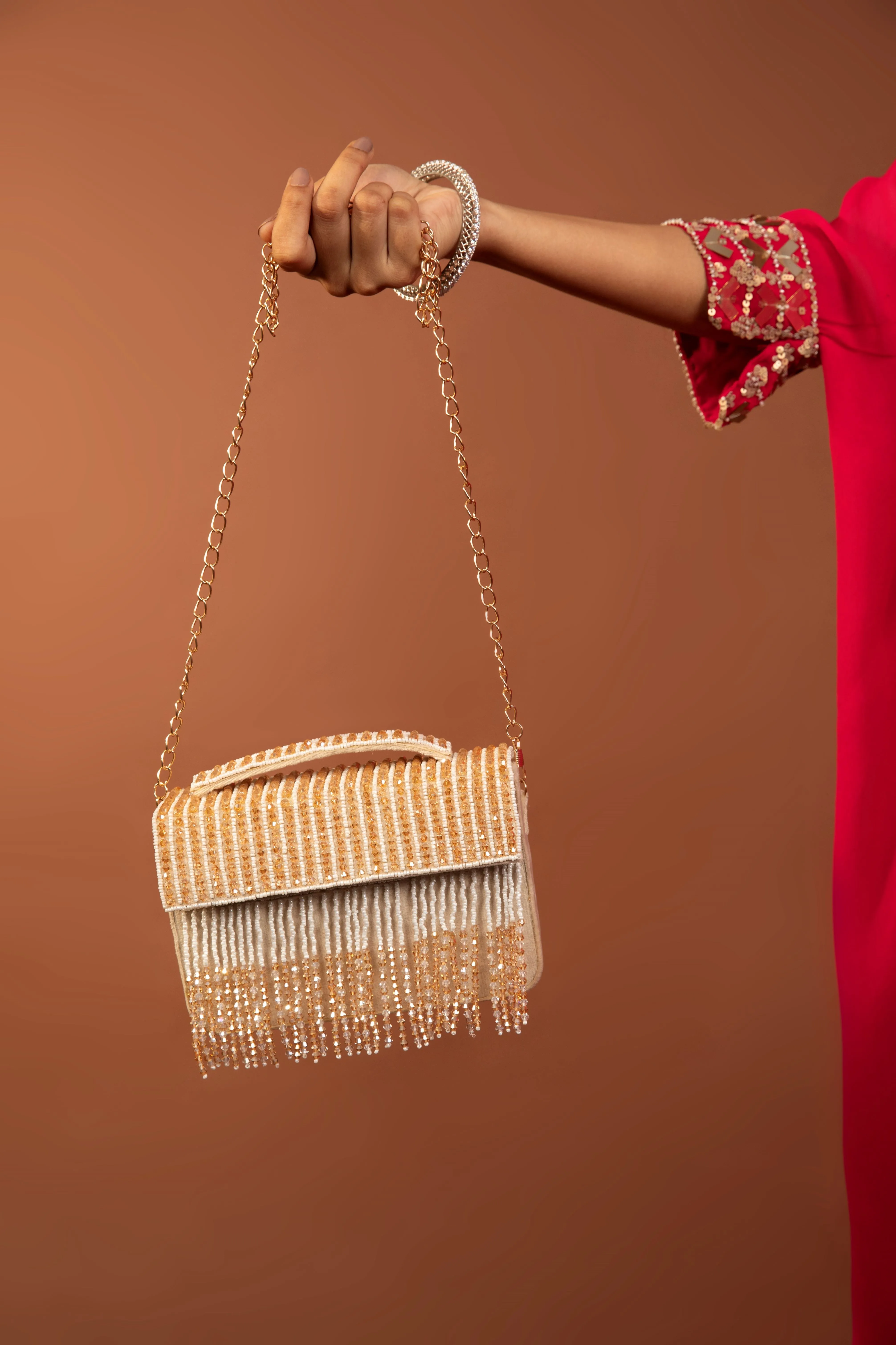 Unique Women's Designer Suede Embroidery Flap Clutch