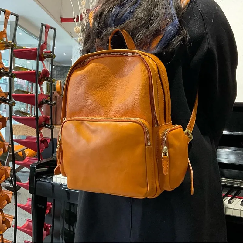 Vintage Vegetable Tanned Leather Large Capacity Shoulder Bag for Women