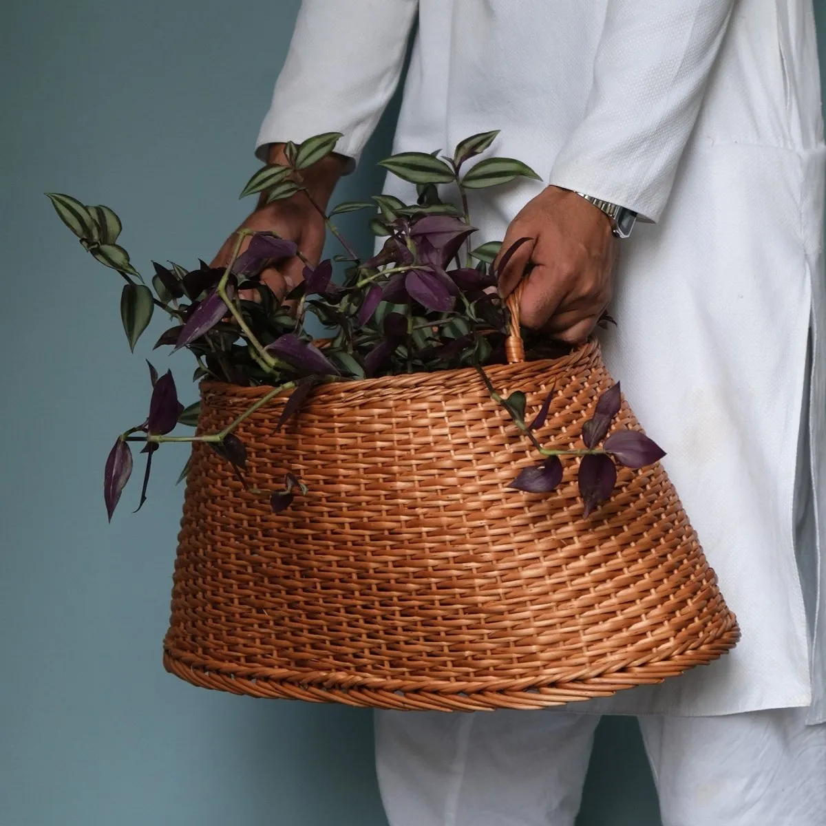 Wicker Planter Handcrafted From Kashmiri - Trapezoid