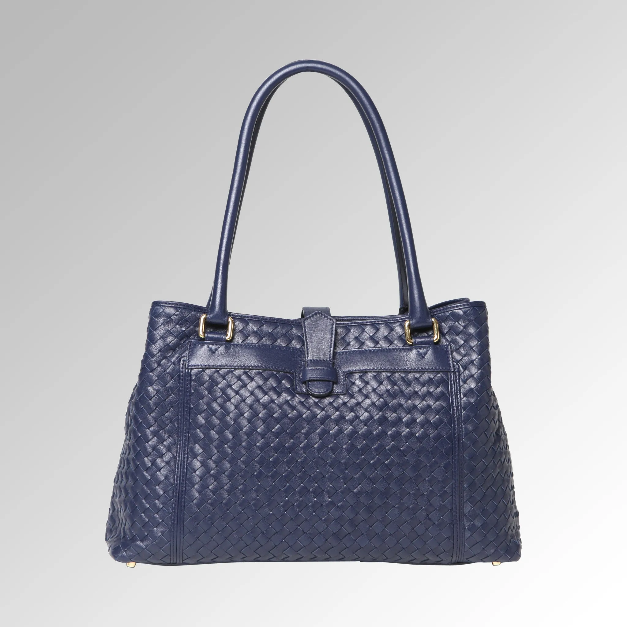WOVEN NAPPA TRIPLE COMPARTMENT TOTE BAG