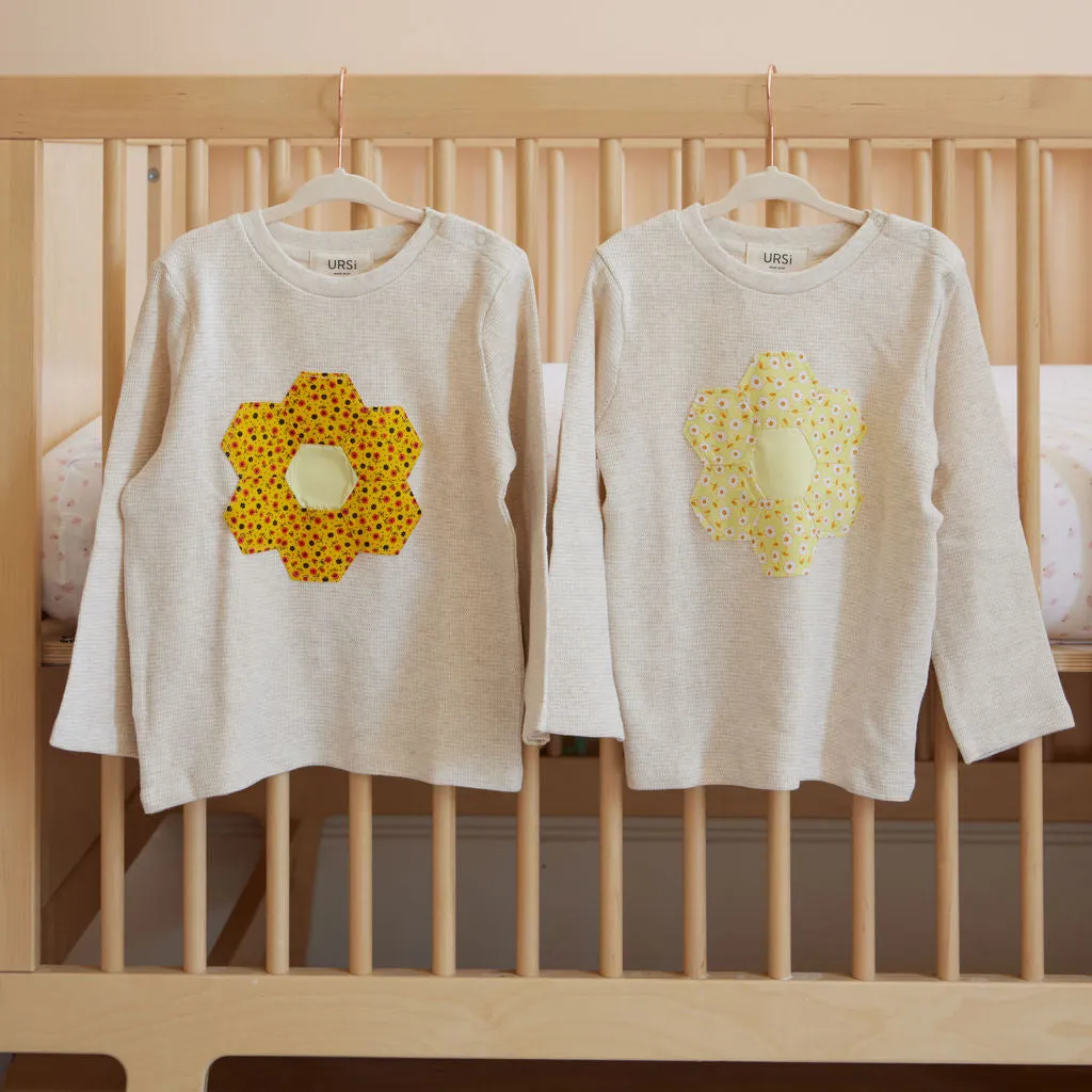 Folk-Inspired Yellow Honeycomb Pattern Shirt