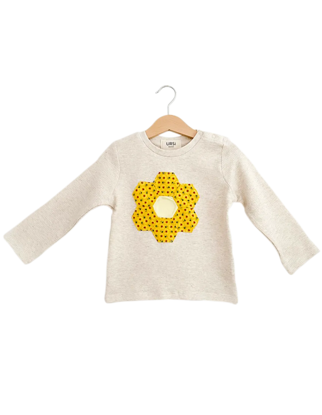 Folk-Inspired Yellow Honeycomb Pattern Shirt